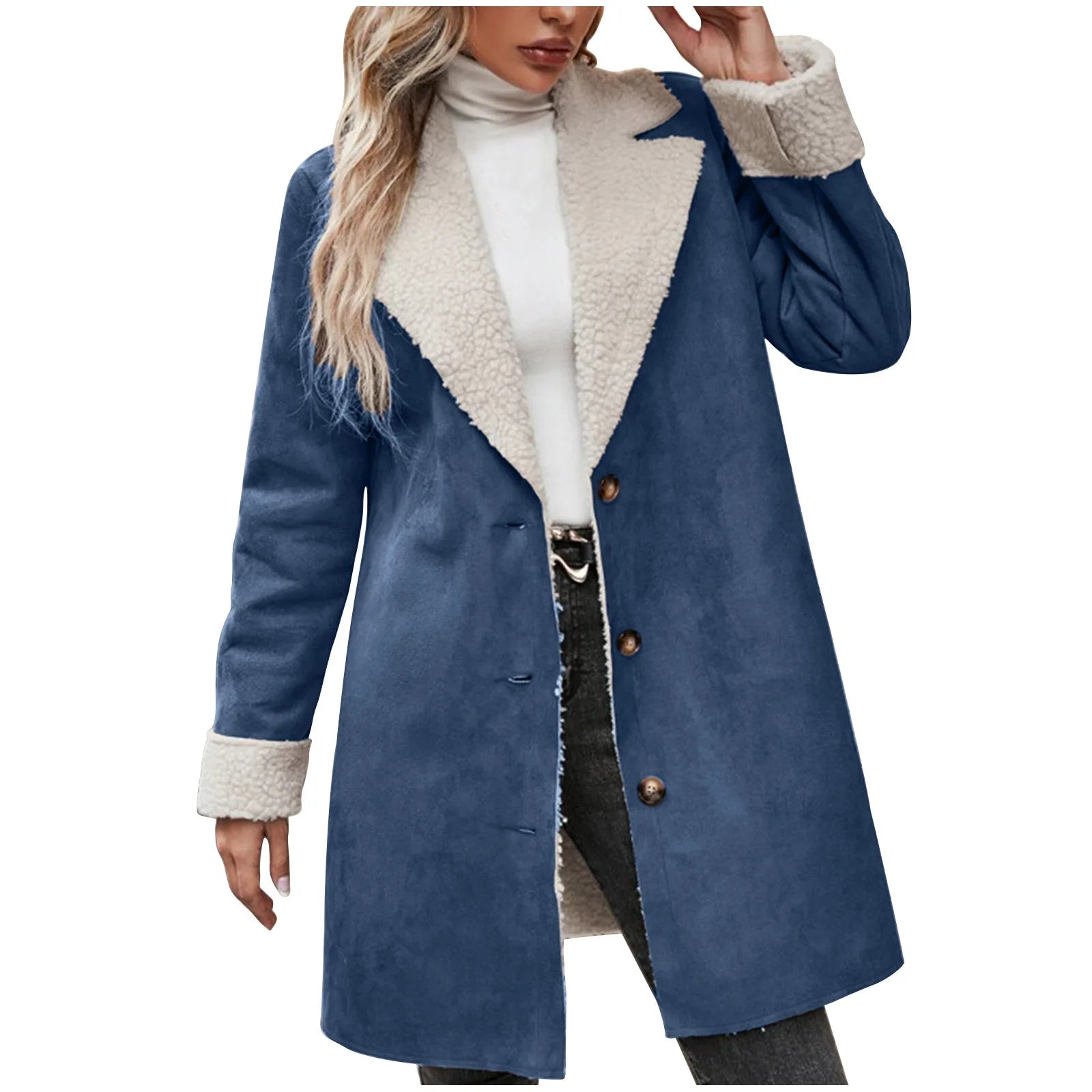 Autumn Fashion European and American New Long Sleeves and Lapel Plush Commuting Jacket for Women