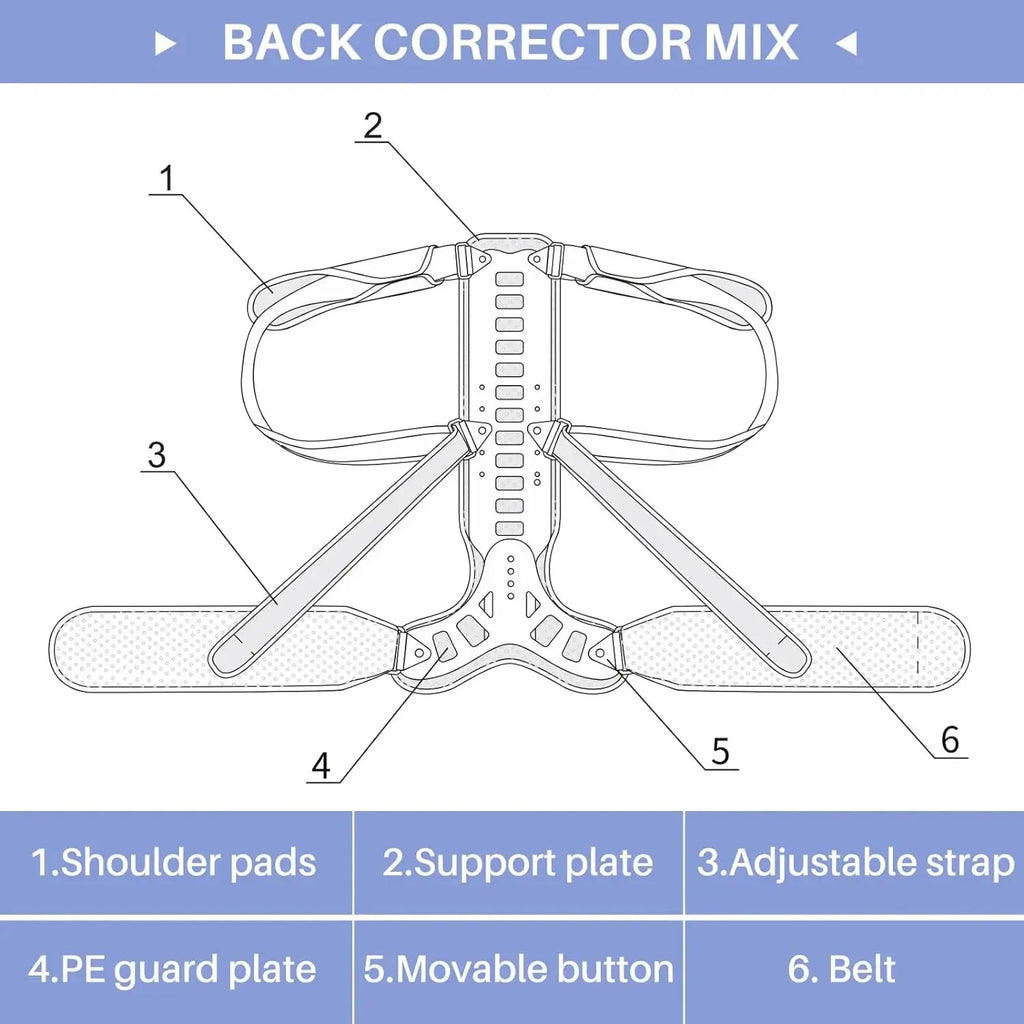 Adjustable Posture Corrector Metal Back Straightener Brace Support Men Women Back Neck Shoulder Pain Relief Hunchback Correction