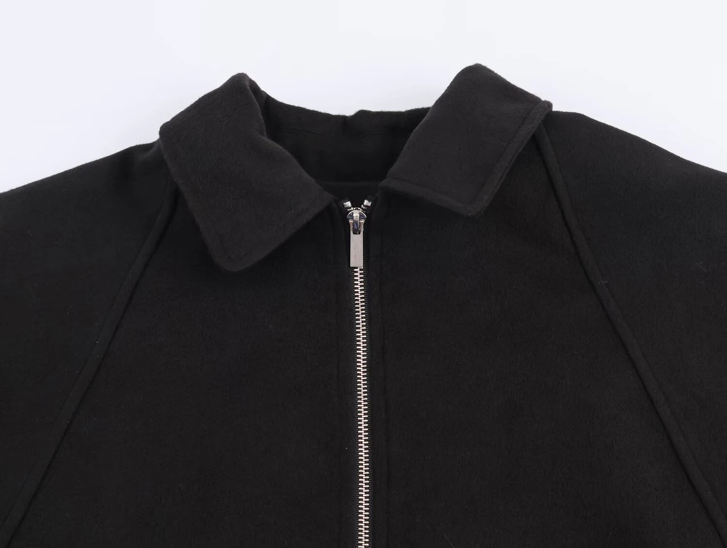 Autumn new women's clothing with European and American style design fashionable heavy industry zipper blended jacket