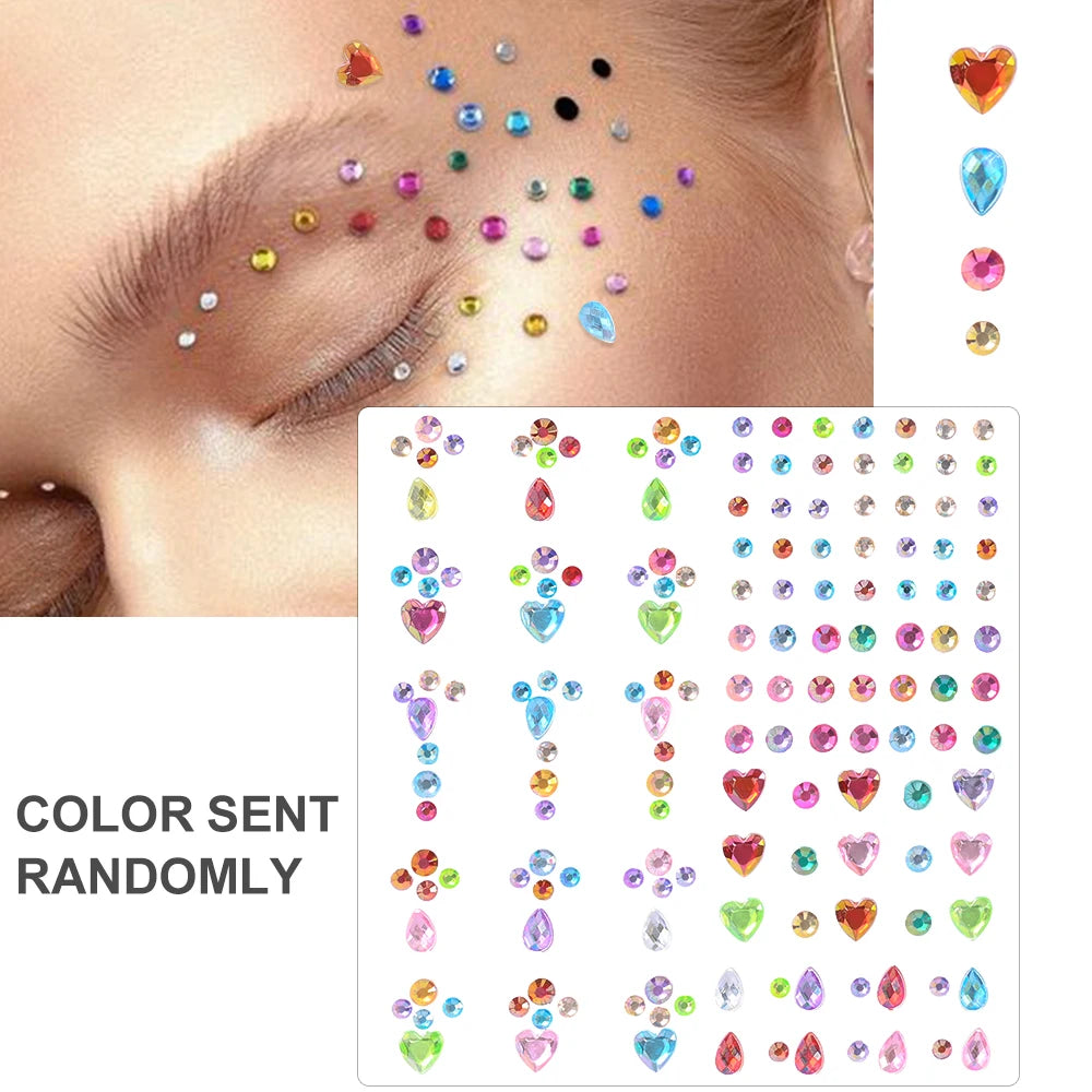 3D Rhinestone Face Tattoo Stickers For Festival Glitter Makeup Jewelry Sticker On Face Crystals Gems Jewels Diamonds Decoration