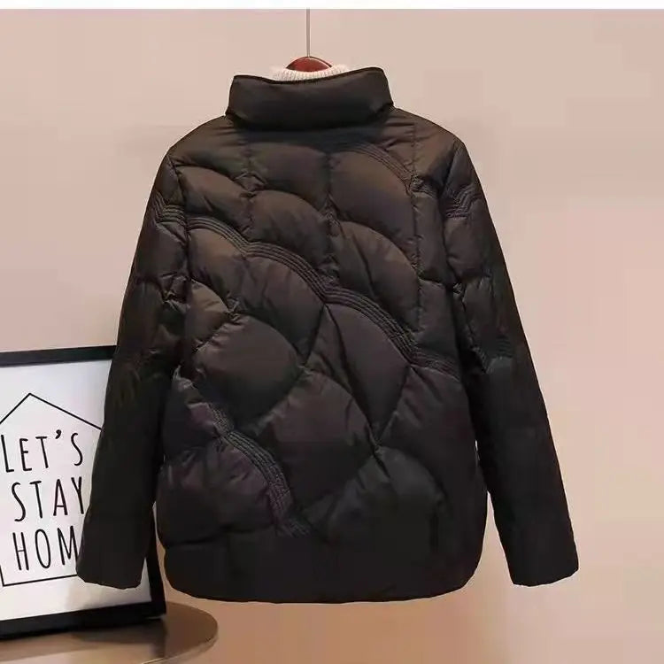 Autumn Winter Women Fashion Stand Collar Down Coat Ultra Light Cotton-padded jacket Jacket Windproof Female Puffer Parkas