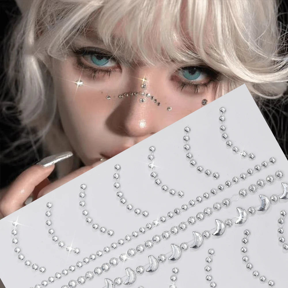 3D Rhinestone Face Tattoo Stickers For Festival Glitter Makeup Jewelry Sticker On Face Crystals Gems Jewels Diamonds Decoration