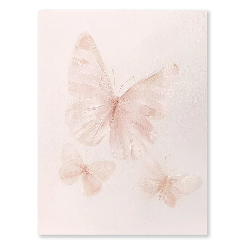 Pink Butterfly Flower White Swan Beautiful Print Poster Vintage Trend Girls Room Nursery Canvas Painting Home Decor Wall Art