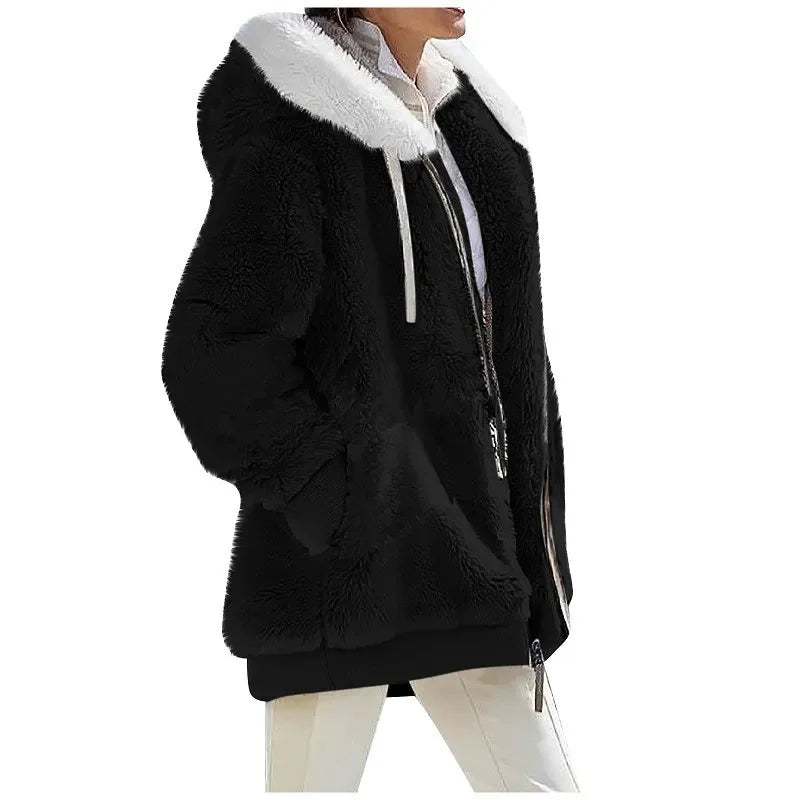 Women's Hooded Fleece Jacket – Cosy Zip-Up Coat