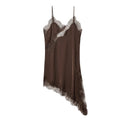Luxe V-Neck Satin Slip Mini Dress – Draped Asymmetric Party Dress