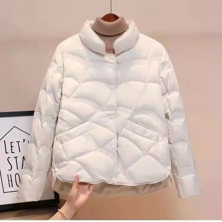 Autumn Winter Women Fashion Stand Collar Down Coat Ultra Light Cotton-padded jacket Jacket Windproof Female Puffer Parkas