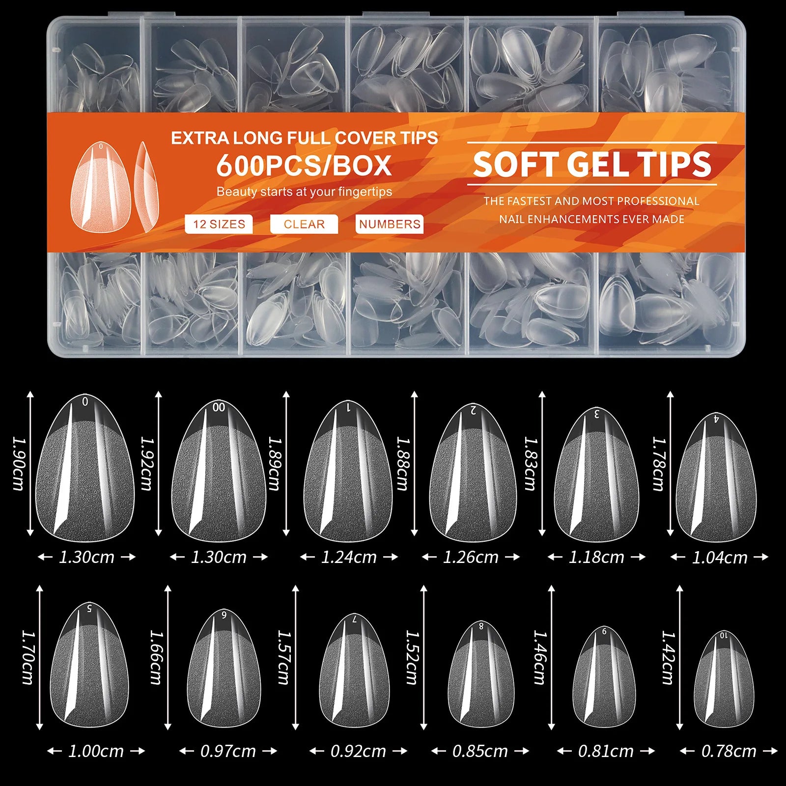 100/600Pcs Short Almond Nail Tips Soft Gel Nail Tips Full Cover False Nail Tips For Acrylic Nails  Salon Home Press On Nails