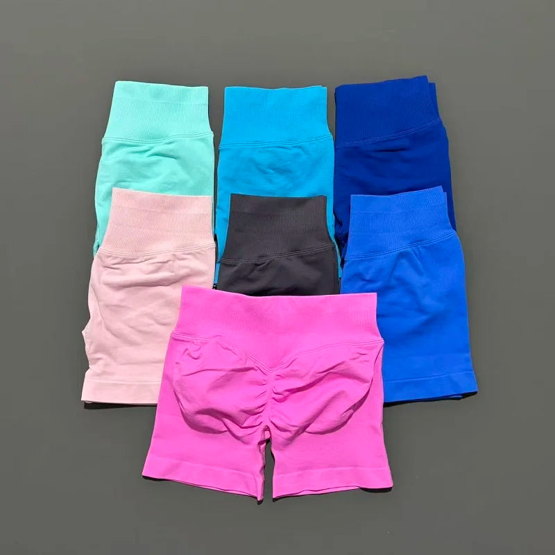 HISTELLO Impact Shorts 4.5" Women Yoga Shorts Seamless Low Waist Scrunch Bum Gym Leggings Workout Stretch Fitness Sports Shorts