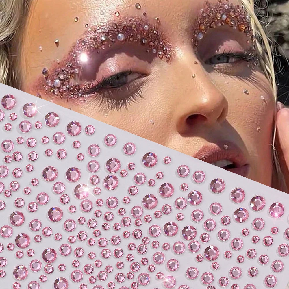 3D Rhinestone Face Tattoo Stickers For Festival Glitter Makeup Jewelry Sticker On Face Crystals Gems Jewels Diamonds Decoration