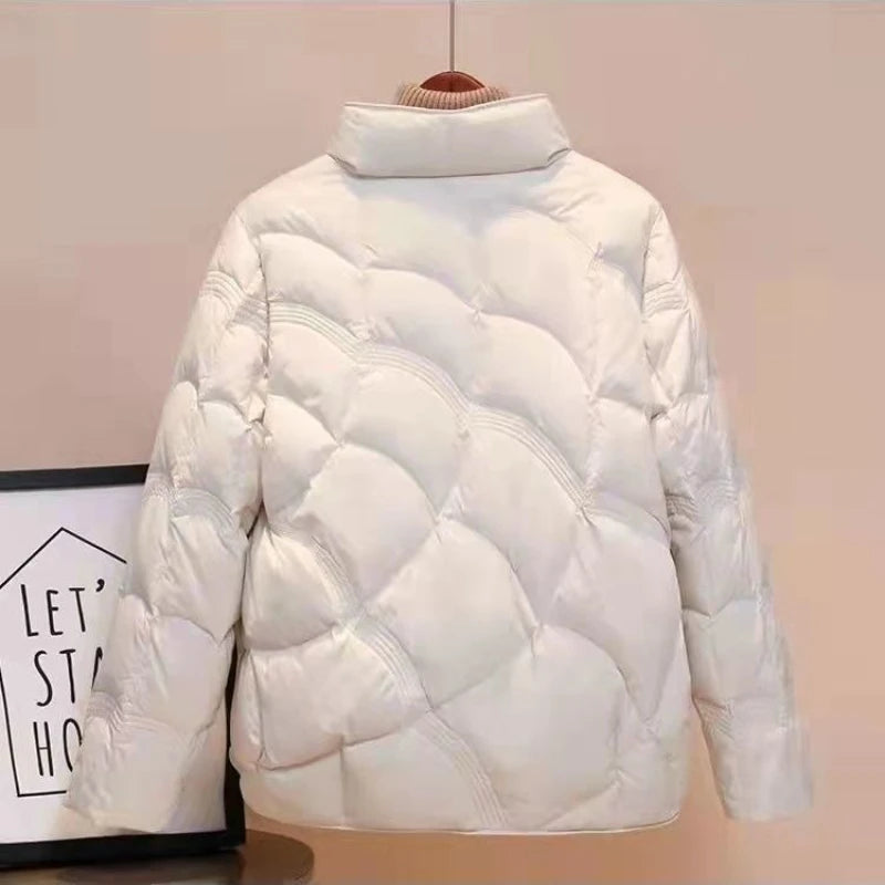 Autumn Winter Women Fashion Stand Collar Down Coat Ultra Light Cotton-padded jacket Jacket Windproof Female Puffer Parkas