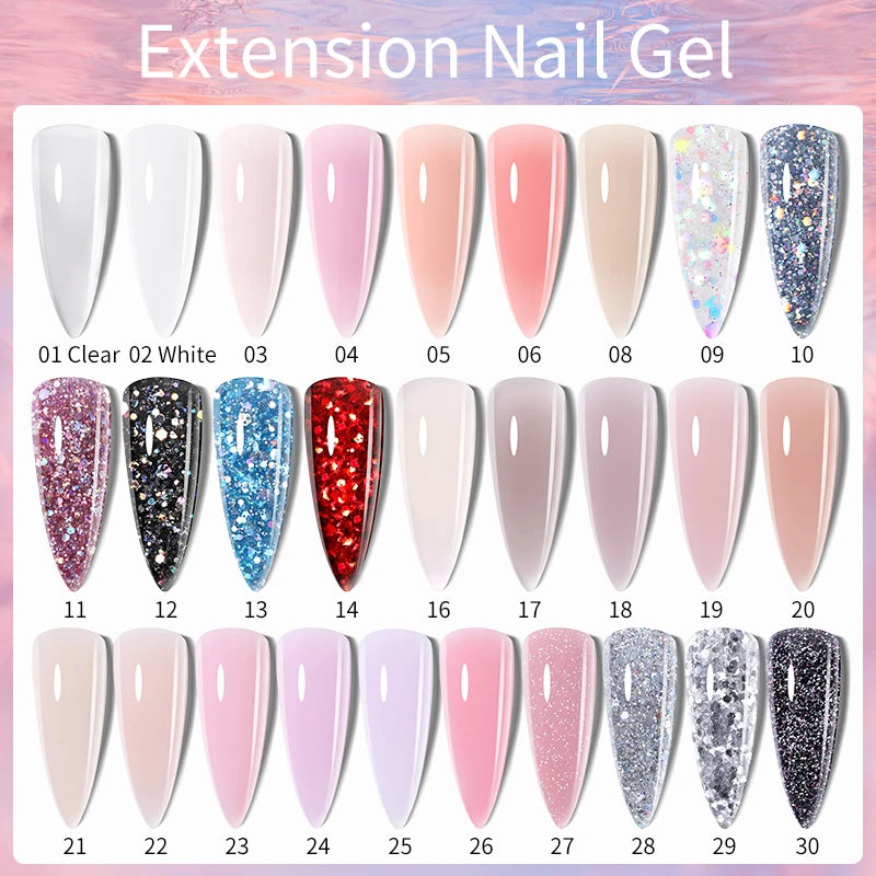 LILYCUTE 15ML Quick Extension Gel Nail Polish Milky White Clear Pink Color French Manicure Finger Prolong Nail Hard Gel Varnish