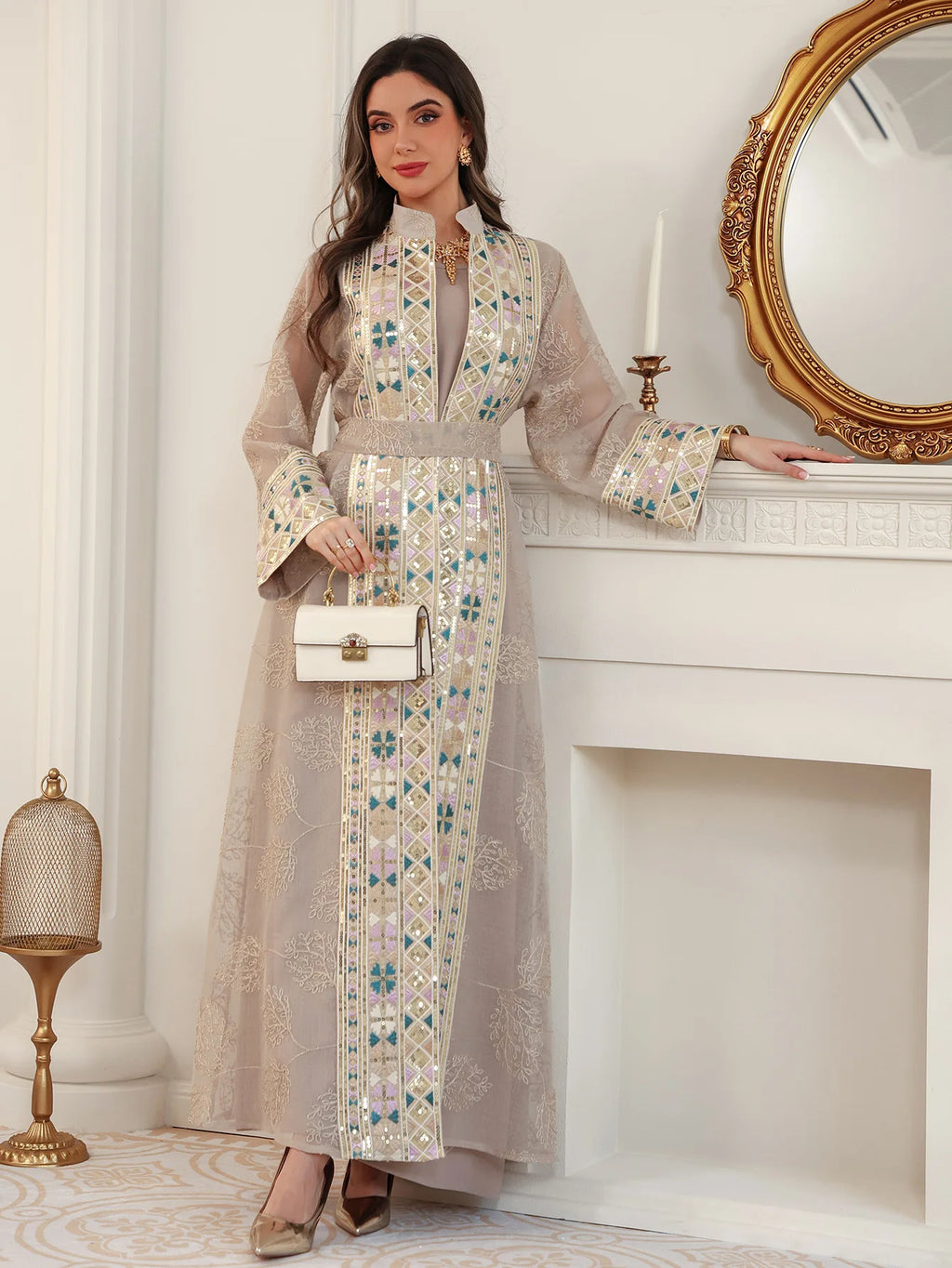 Elegant Abaya Kaftan 2-Piece Set – Eid & Ramadan Party Dress