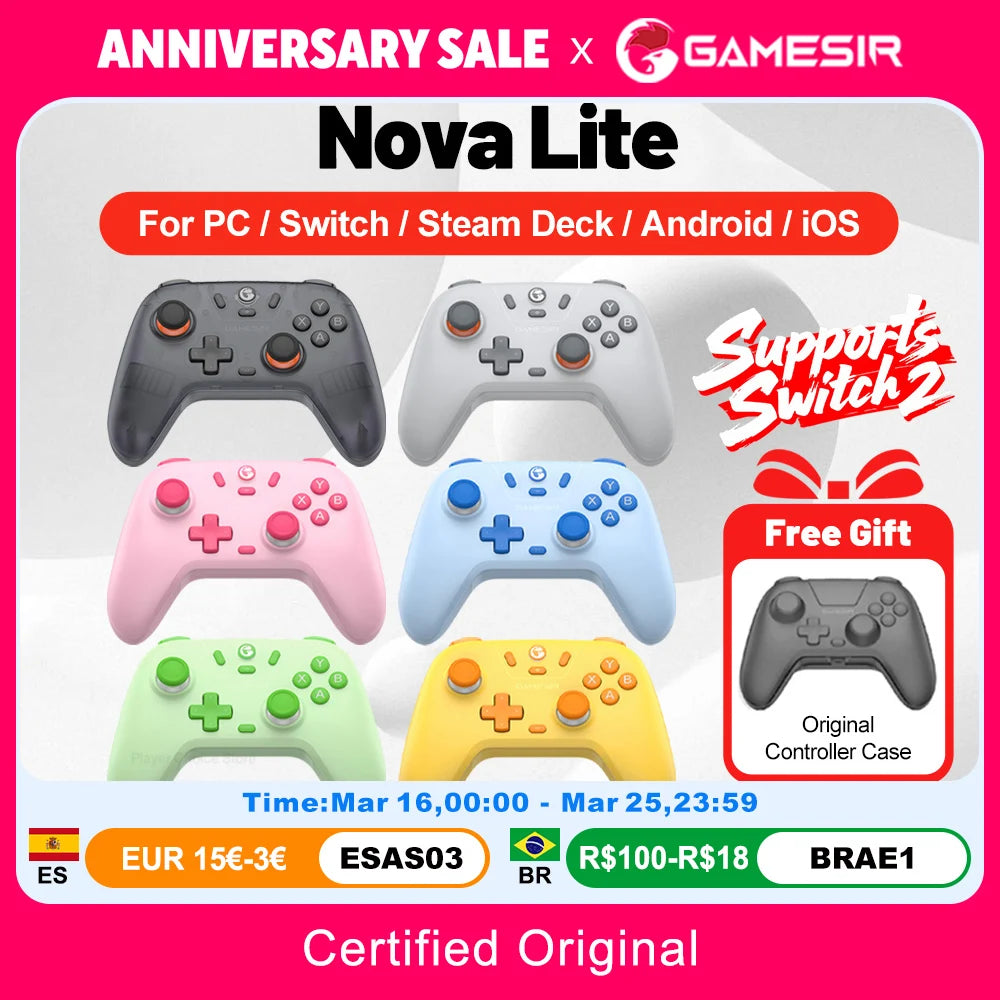 Gamesir Gamepads PC Switch 2 Controller Nova Lite Controle Hall Effective Joystick for Nintendo Switch Steam Android iOS Phone