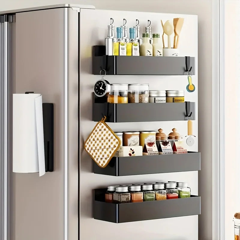 2pcs Storage Magnetic Basket For Fridge Multifunctional Kitchen Storage Rack Saving Space Storage Basket For Refrigerator Fridge