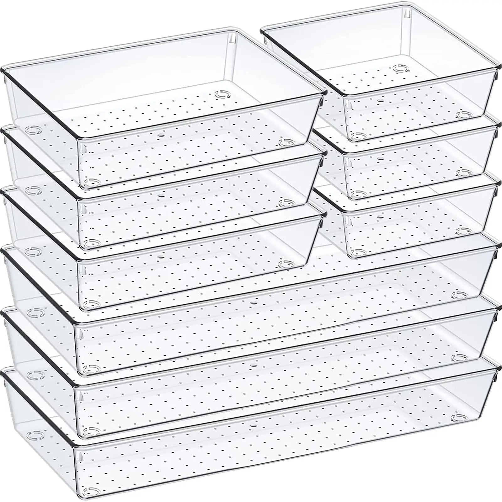 88pcs Transparent Plastic Drawer Storage Set, Bathroom Drawer Storage Tray Storage Box, Suitable for Makeup Vanity, Kitchen Gadg