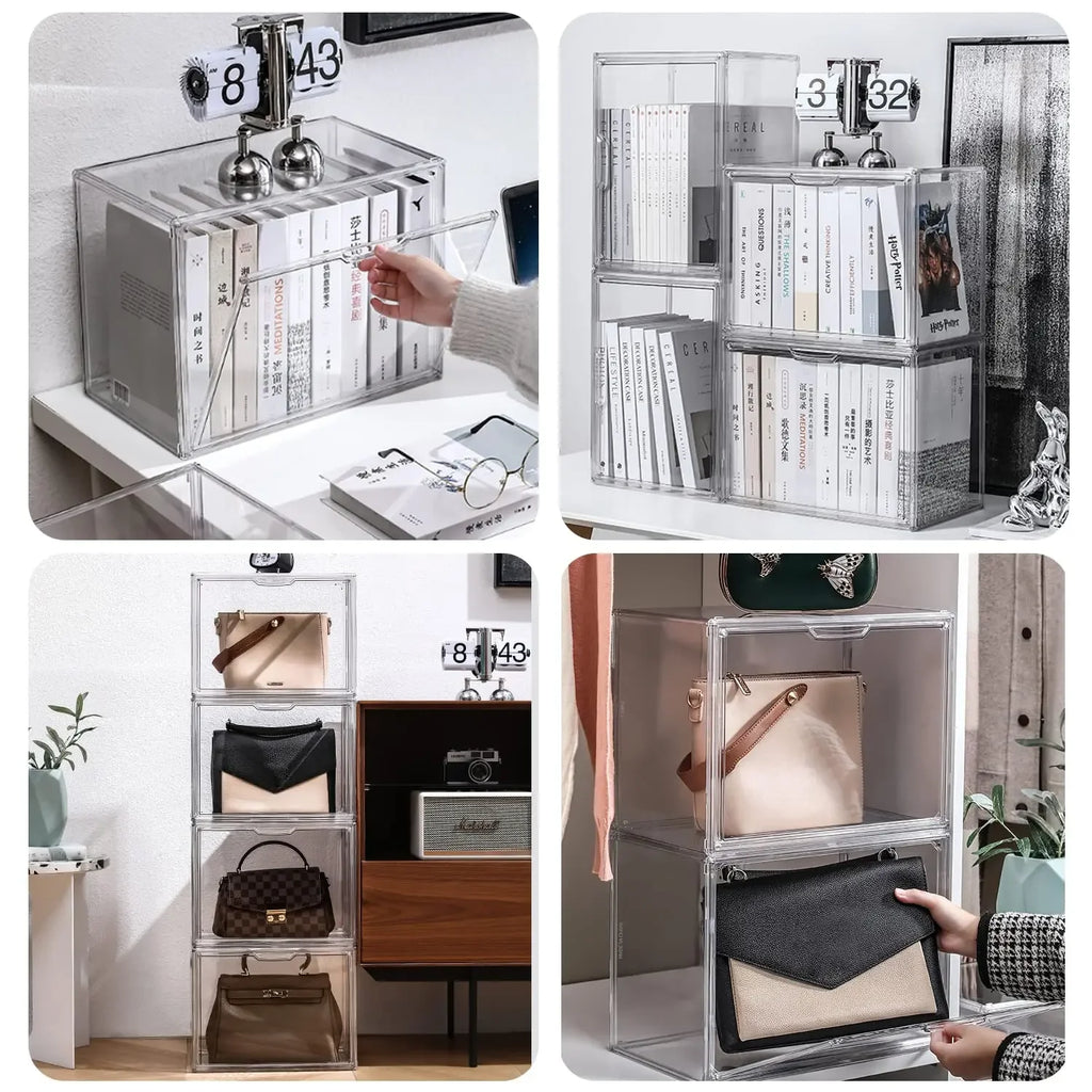 New Large Capacity Storage Box Organizer for Figures Acrylic Box Clear Blind Box Showcase Makeup Organizer for Bag