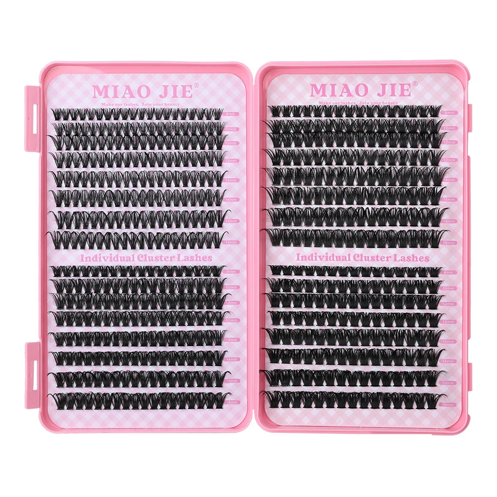 MIAOJIE DIY Lash Extension Kit 720pcs Lash Clusters Individual Eyelashes Kit with Lash Bond and Seal Wispy Natural Mange Lashes