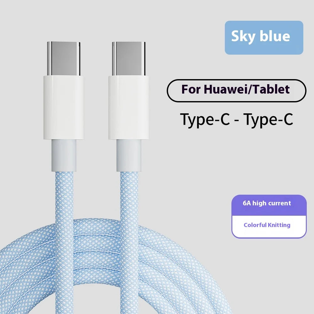ZIJAZO USB-C to Type C Color Cable For Apple iPhone 15 PD 60W Fast Charging For Huawei Xiaomi Samsung Type C Weaving Cable