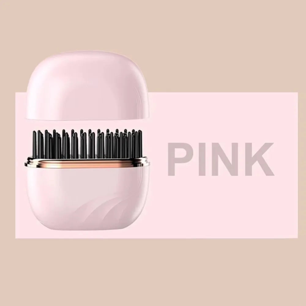 Mini Electric Heating Hair Straightener Brush Portable Hairdressing Tool Cordless Hair Straightener Comb Rechargeable