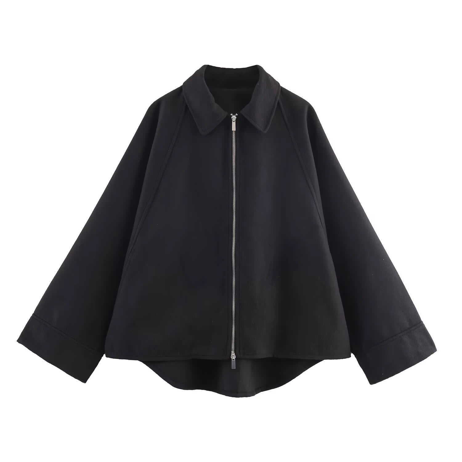 Autumn new women's clothing with European and American style design fashionable heavy industry zipper blended jacket