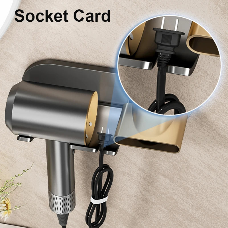 Hair Dryer Magnetic Holder Wall Bracket - No Drill Installation, Synthetic Plastic Holder for Dyson/Leihen/Kexi Gray/White