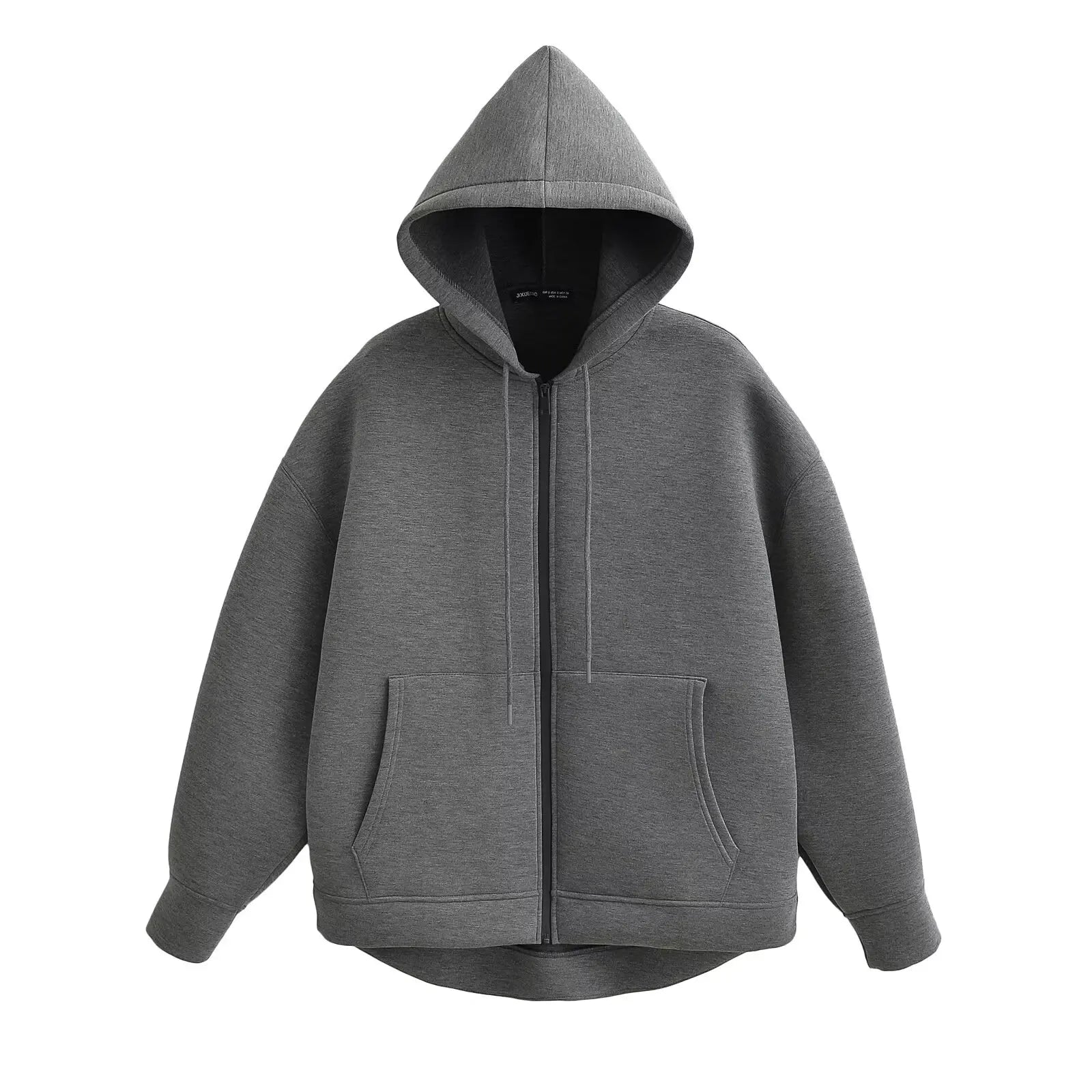 Women's Hooded Jacket with Pockets – Casual Zip-Up Coat