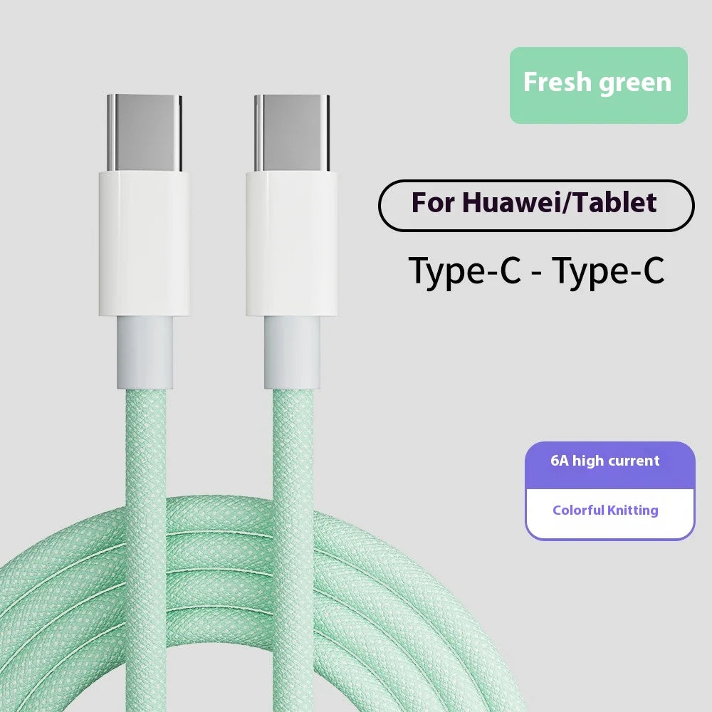 ZIJAZO USB-C to Type C Color Cable For Apple iPhone 15 PD 60W Fast Charging For Huawei Xiaomi Samsung Type C Weaving Cable