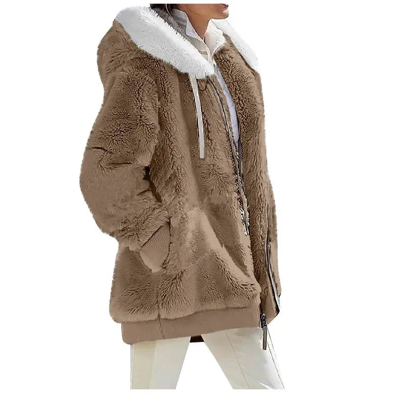 Women's Hooded Fleece Jacket – Cosy Zip-Up Coat