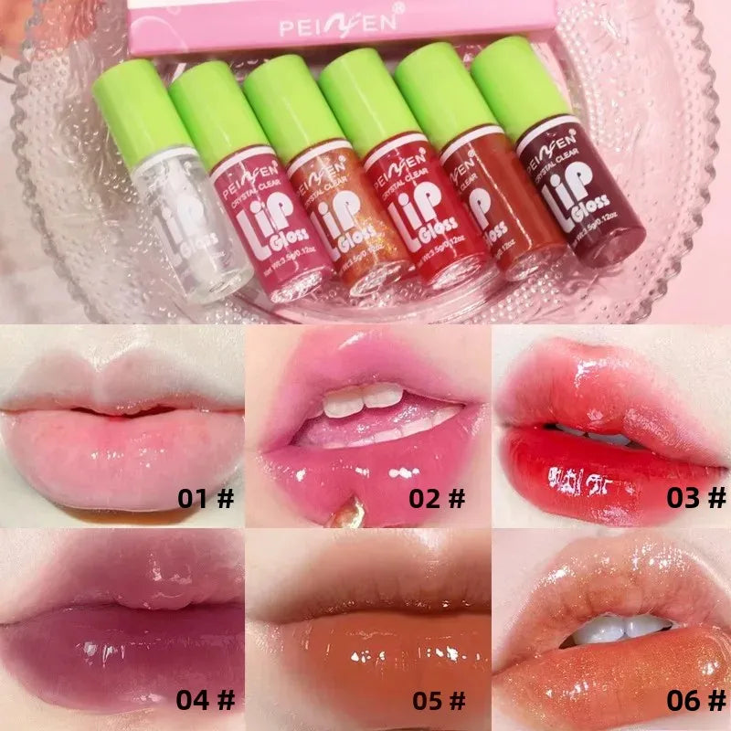 6-Piece Mirror Lip Gloss Set – Hydrating Glossy Shimmer Lip Balm