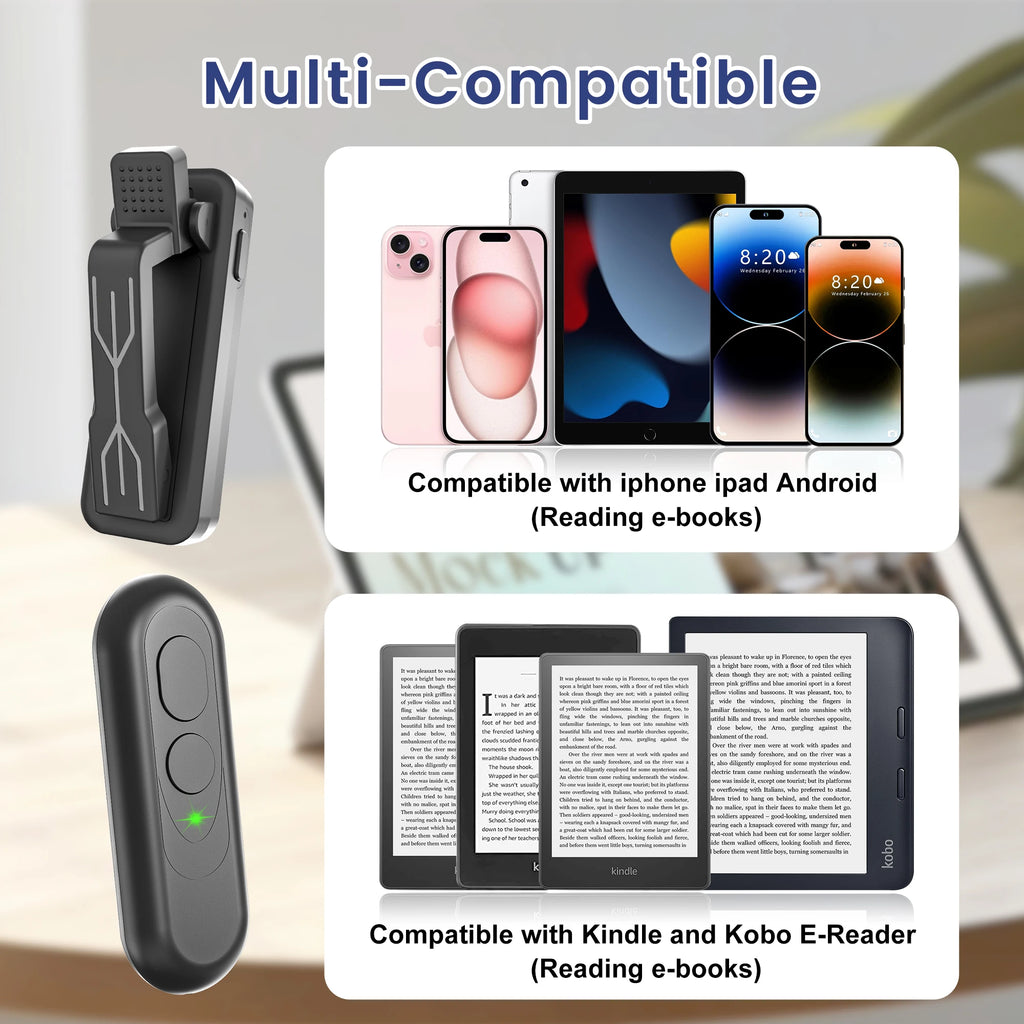 RF Remote Control Page Turner Phone Camera Video Record Shutter for ipad Android Kindle Kobo EReaders Remote Clicker