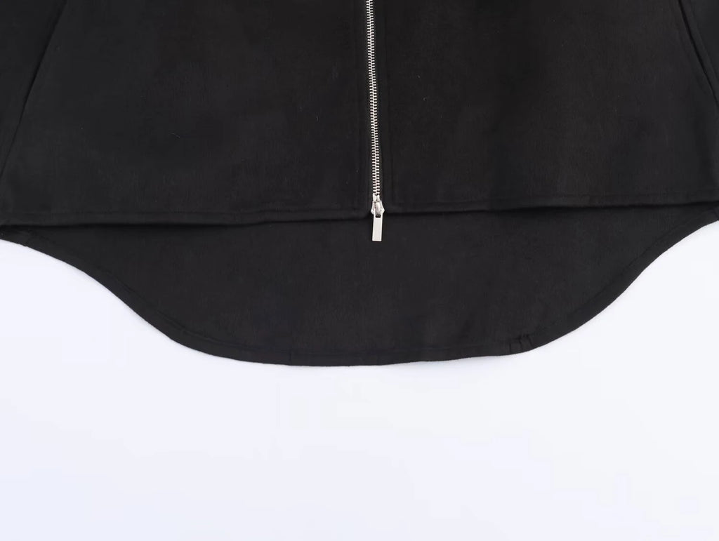 Autumn new women's clothing with European and American style design fashionable heavy industry zipper blended jacket