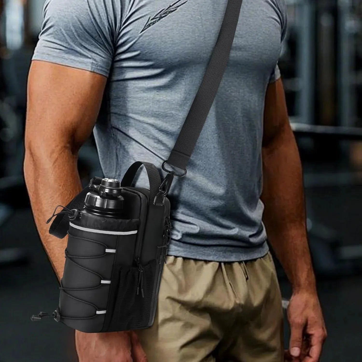 Biboss Magnetic Gym Sling Bag – Water Bottle Holder Crossbody Pouch for Men & Women