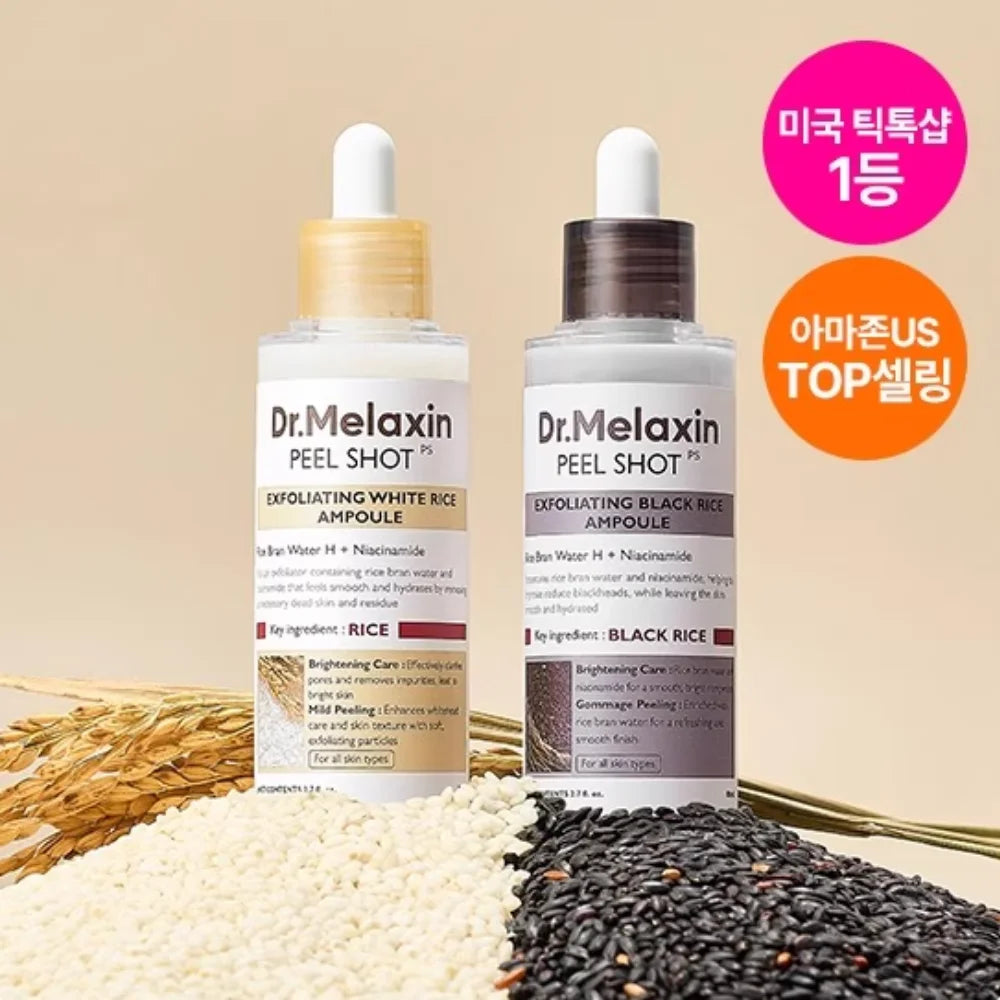 White And Black Rice Soften Serum Peel Shot Deep Moisturizing Exfoliating Essence Improve Dryness Oil-Control Gentle Skin Care