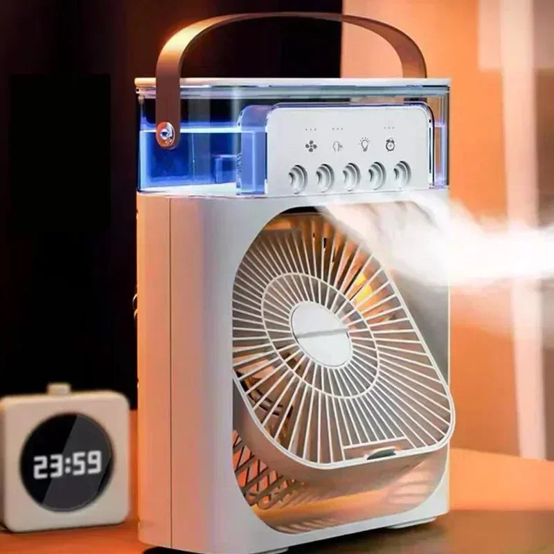 New 3 In 1 Portable Fan AIr Conditioner Household Mini Air Cooler LED Night Light Humidifier Air Adjustment Fan Office Home Fan