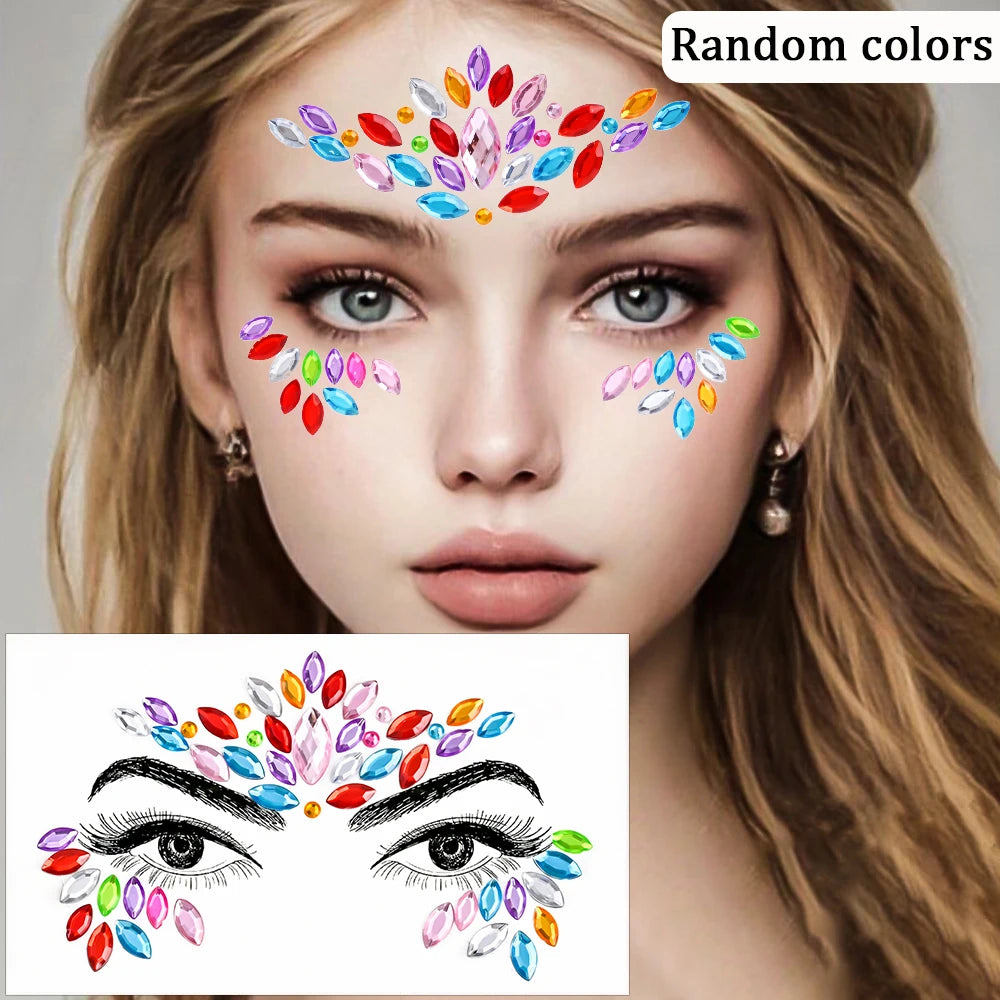 3D Rhinestone Face Tattoo Stickers For Festival Glitter Makeup Jewelry Sticker On Face Crystals Gems Jewels Diamonds Decoration