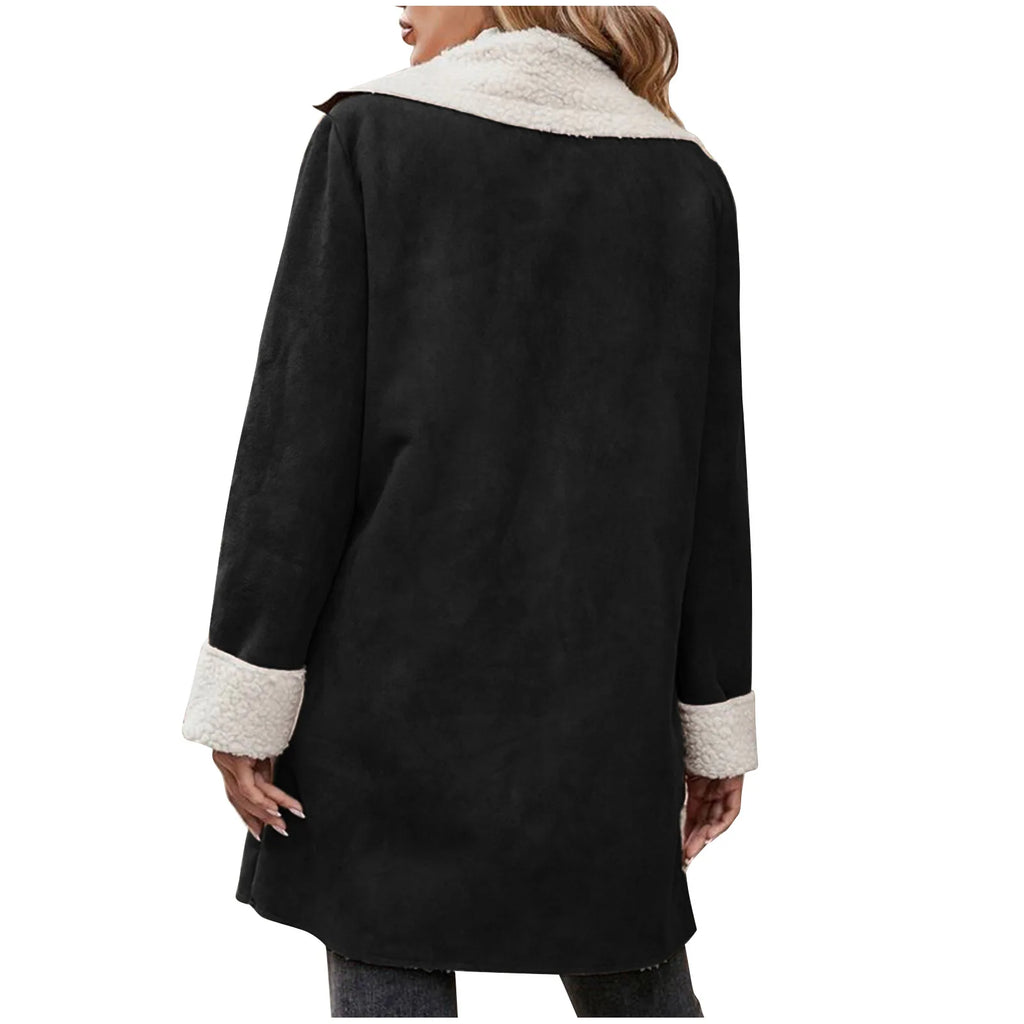 Autumn Fashion European and American New Long Sleeves and Lapel Plush Commuting Jacket for Women