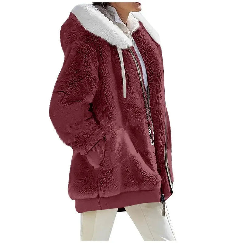 Women's Hooded Fleece Jacket – Cosy Zip-Up Coat