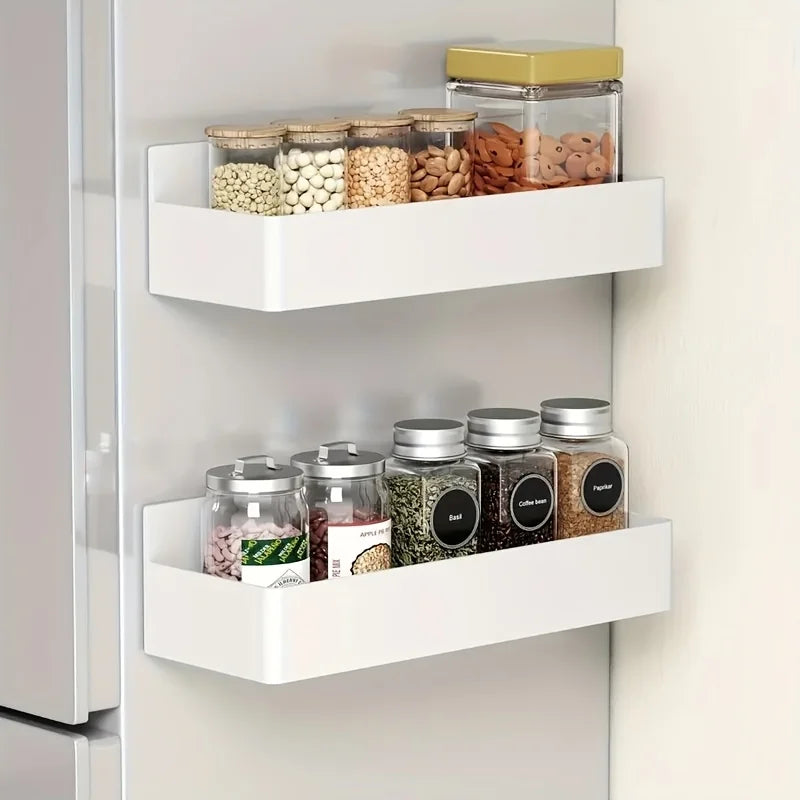 2pcs Storage Magnetic Basket For Fridge Multifunctional Kitchen Storage Rack Saving Space Storage Basket For Refrigerator Fridge