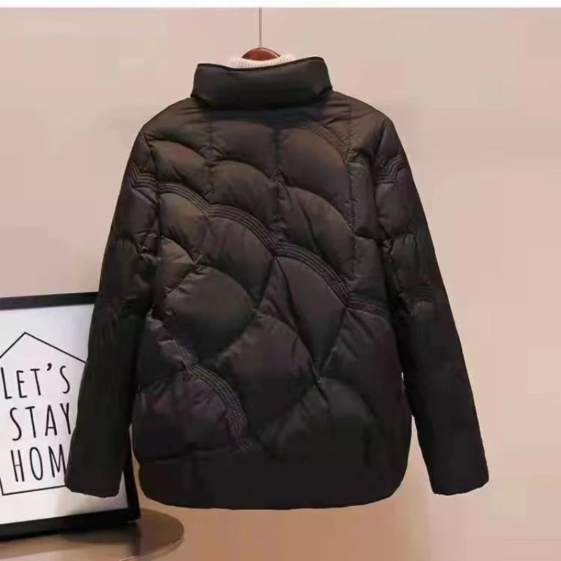 Autumn Winter Women Fashion Stand Collar Down Coat Ultra Light Cotton-padded jacket Jacket Windproof Female Puffer Parkas