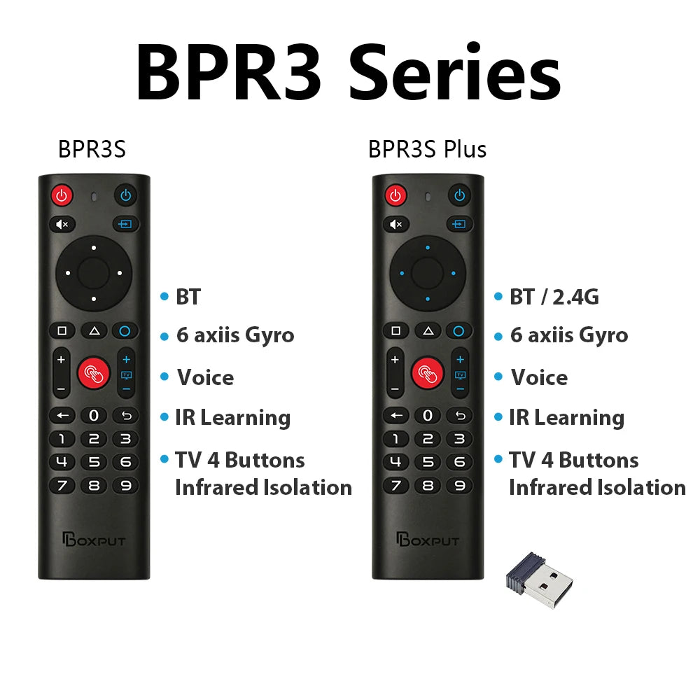BPR3S PLUS BT Air Mouse Voice Function IR learning TV 2.4G Wireless Remote Controller With Gyroscope for Android TV Box/PC