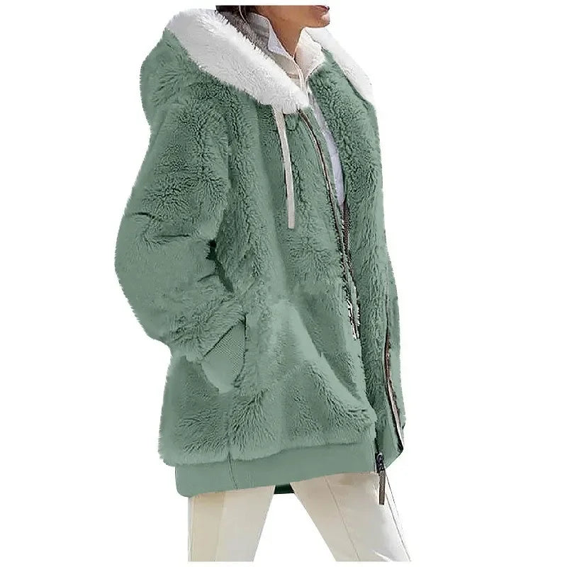 Women's Hooded Fleece Jacket – Cosy Zip-Up Coat