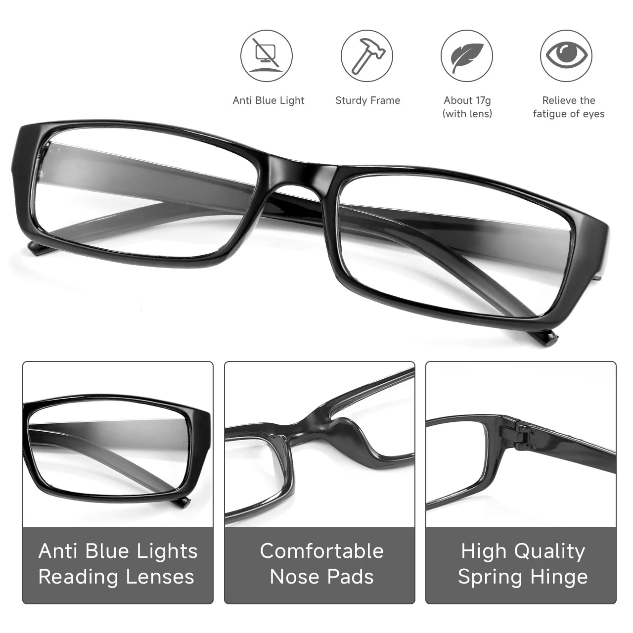 1/2/3/4pcs Autofocus Power Anti-Blue Light Reading Glasses Smart Anti Blue Ray Automatic Zoom Eyeglasses Eye Protection