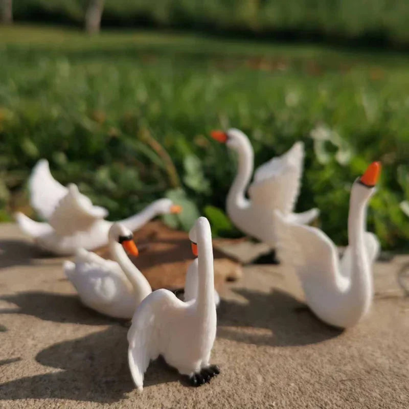 5 Pcs/goose swan/doll house/miniature/lovely/fairy garden gnome/moss terrarium decor/crafts/DIY supplies/figurine
