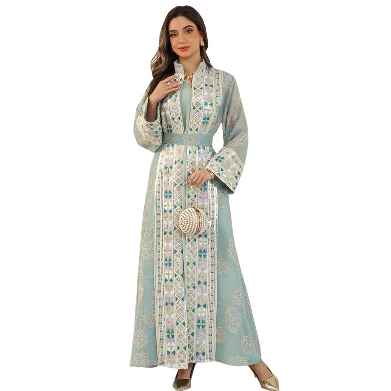 Elegant Abaya Kaftan 2-Piece Set – Eid & Ramadan Party Dress