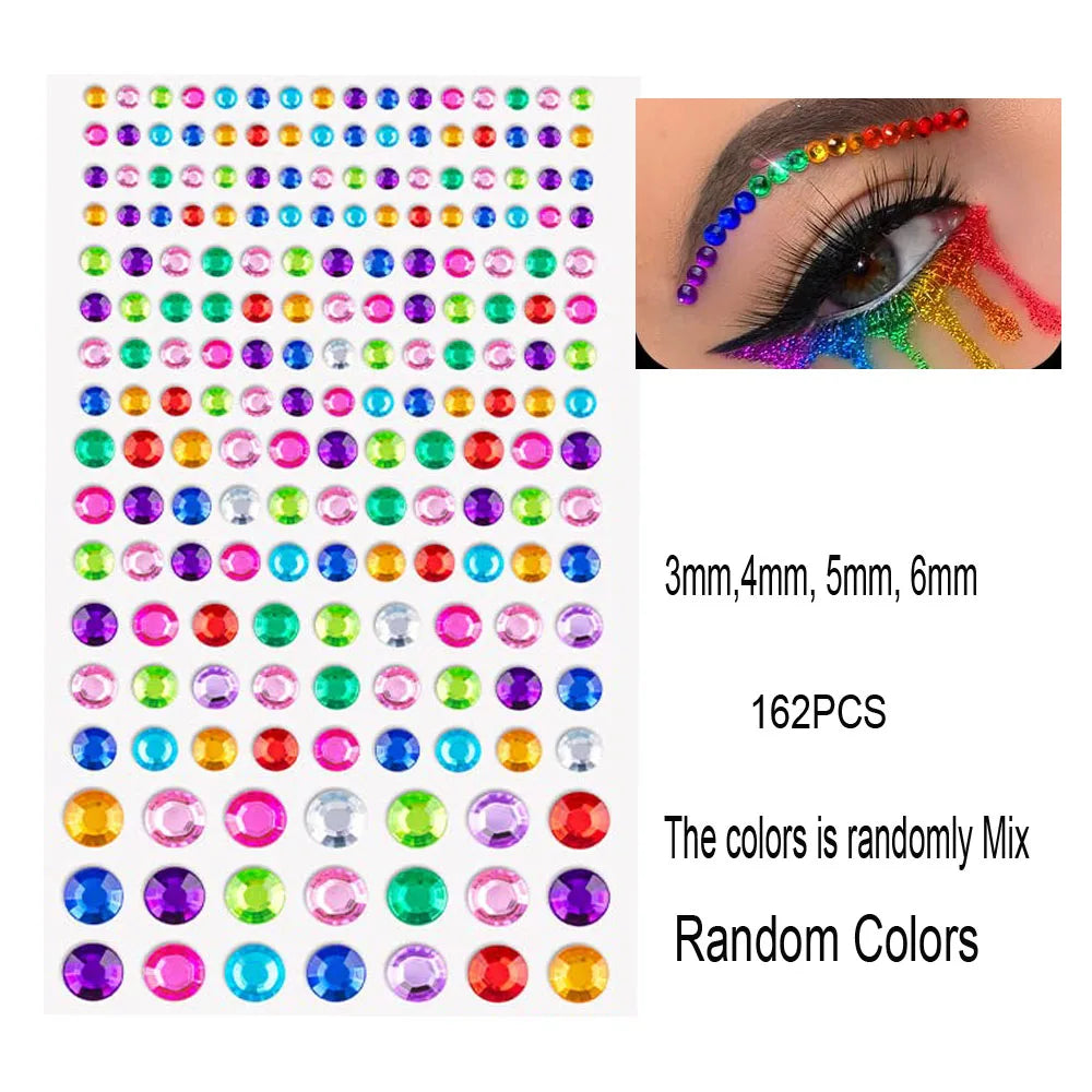 3D Rhinestone Face Tattoo Stickers For Festival Glitter Makeup Jewelry Sticker On Face Crystals Gems Jewels Diamonds Decoration