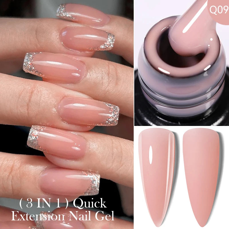 LILYCUTE 15ML Quick Extension Gel Nail Polish Milky White Clear Pink Color French Manicure Finger Prolong Nail Hard Gel Varnish