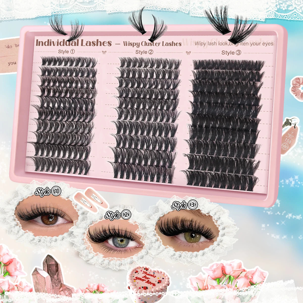 300/120PCS 5D Fluffy Cluster Lashes 30D-100D Natural Thick Eyelash Clusters Individual Lashes DIY Eyelashes Extension Makeup