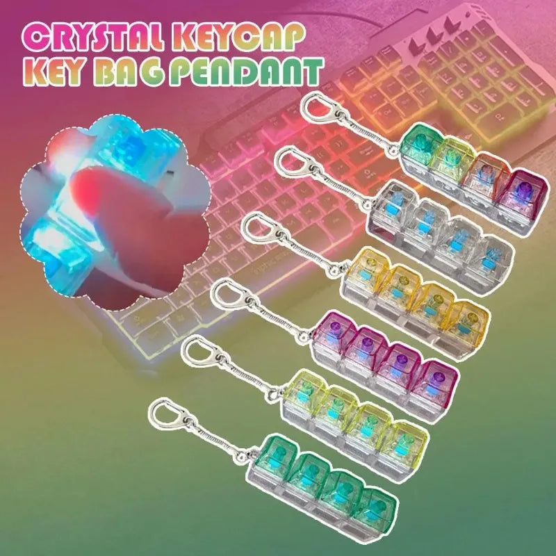 Crystal Keycap Key Bag Pendant Key Height Decompression Toy Luminous Transparent Shaft Decompression Toy Holiday Gift for Friend