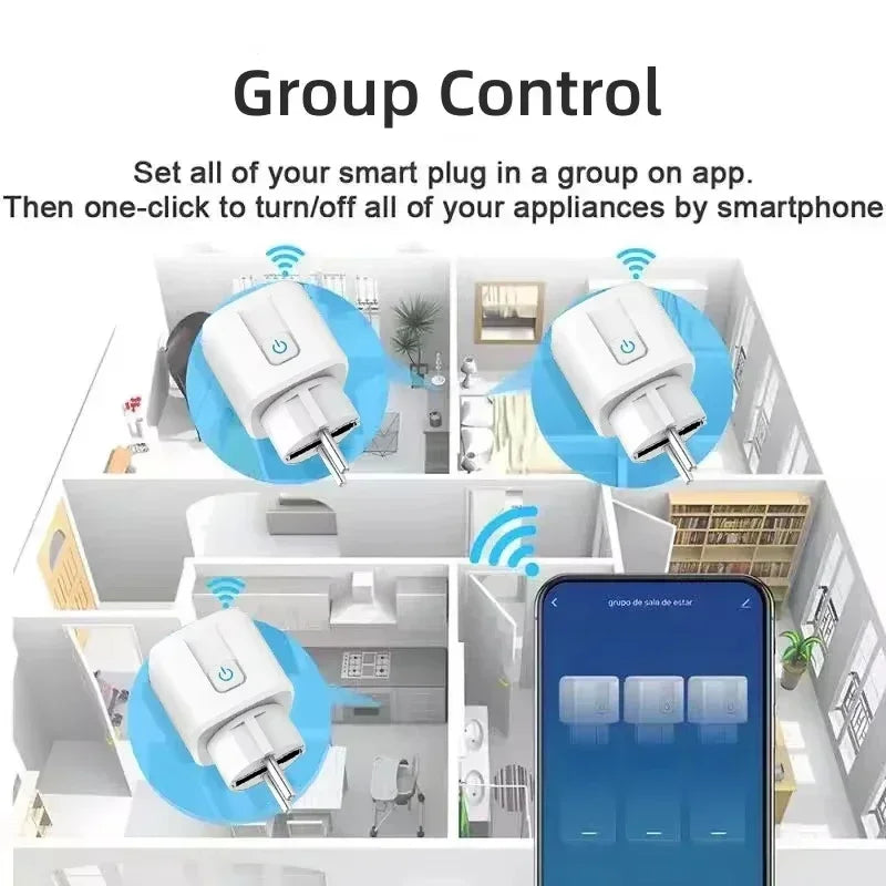 16A/20A Tuya WIFI ZigBee3.0 Smart Plug EU Power Monitor Wireless App Voice Remote Control Socket Outlet Work with Alexa Google
