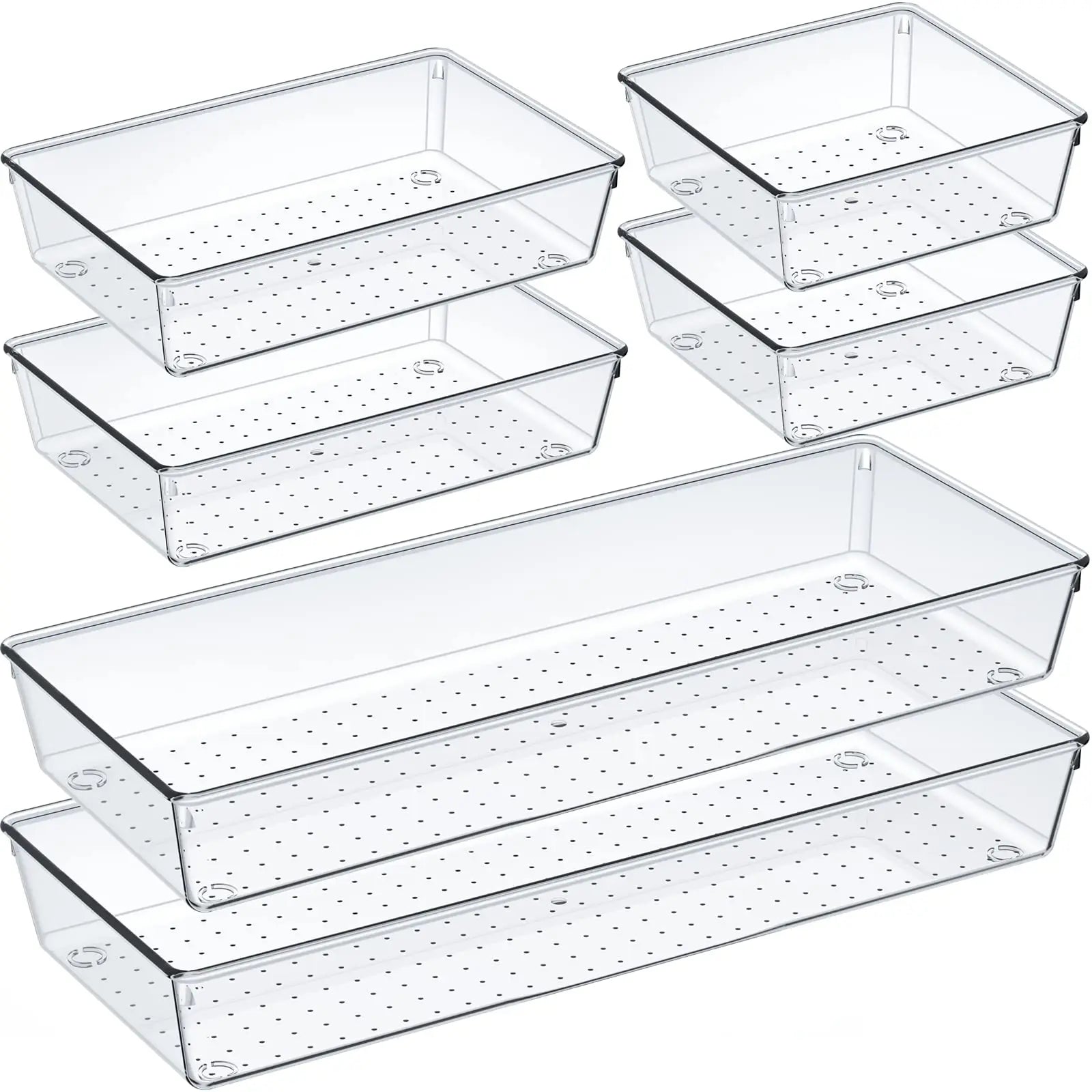 88pcs Transparent Plastic Drawer Storage Set, Bathroom Drawer Storage Tray Storage Box, Suitable for Makeup Vanity, Kitchen Gadg